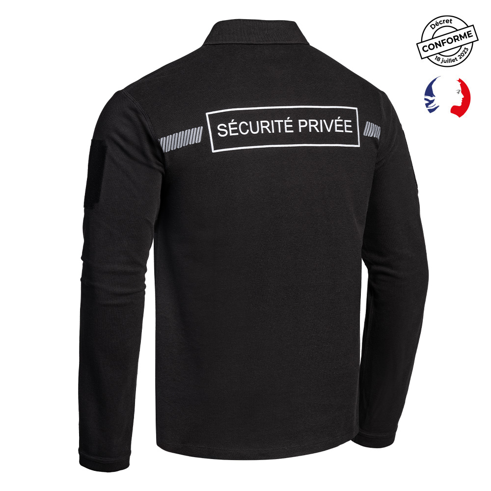 Polo SÉCU-ONE manches longues Sécurité Privée noir – Image 4
